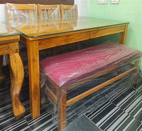Rectangular Teak Wood Bench Dining Table Set, 6 Seater at Rs 40000/set ...