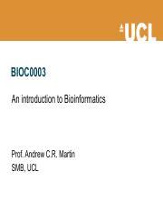 Introduction to Bioinformatics: Basic Concepts, Homology, and | Course Hero