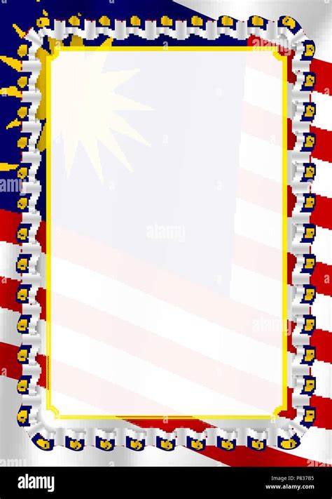 Frame and border of ribbon with Malaysia flag, template elements for ...