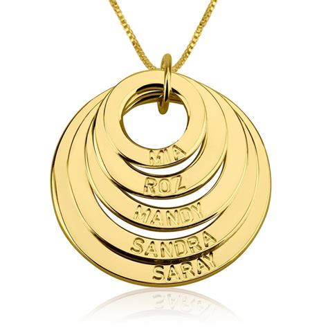 24K Gold Plated Personalized Engraved Rings Necklace