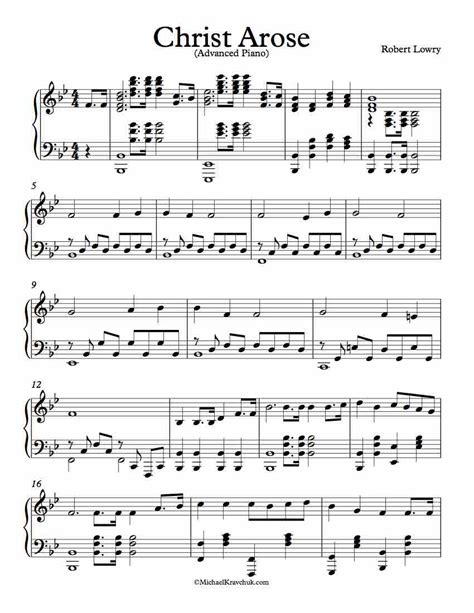 Free Piano Arrangement Sheet Music – Christ Arose (Up From The Grave He Arose) – Michael Kravchuk