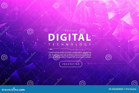 Digital Technology Banner Blue Pink Background Concept, Cyber Security ...