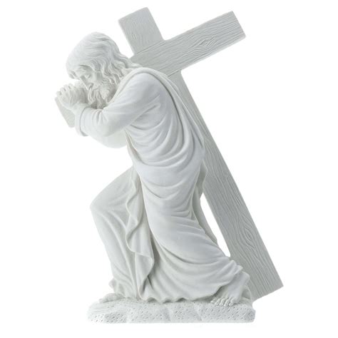 Christ Carrying Cross, statue in reconstituted marble, 40 cm | online sales on HOLYART.com