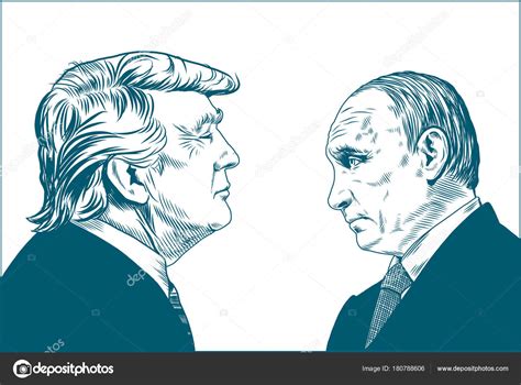 Donald Trump Vladimir Putin Vector Portrait Drawing Illustration January 2018 Stock Vector Image ...