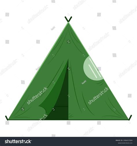 Triangularshaped Tourist Tent Round Window Tarpaulin Stock Vector ...