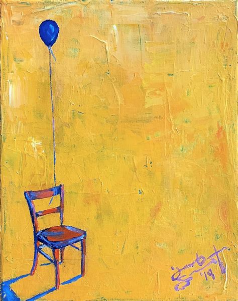 Empty Chair 10x8 Art Original Acrylic Painting Acrylic, Palette Knife & Brush on Canvas by Jacob ...