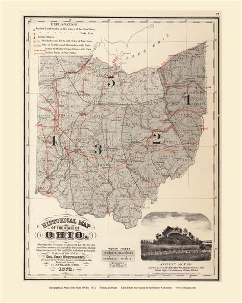 Historical Map of Ohio, Ohio 1872 - Old Map Reprint - Ohio State Atlas ...