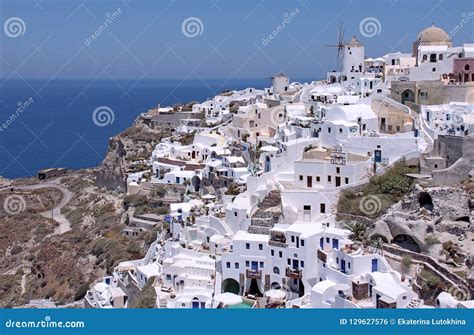 Oia Town of Santorini. White Houses on the Island of Santorini. Stock ...