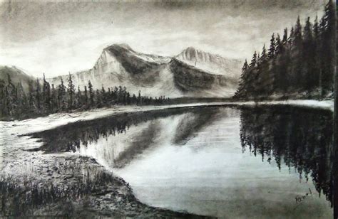 Charcoal Pencil Drawing Tutorial For Beginners | A Beautiful Landscape Scenery Drawing