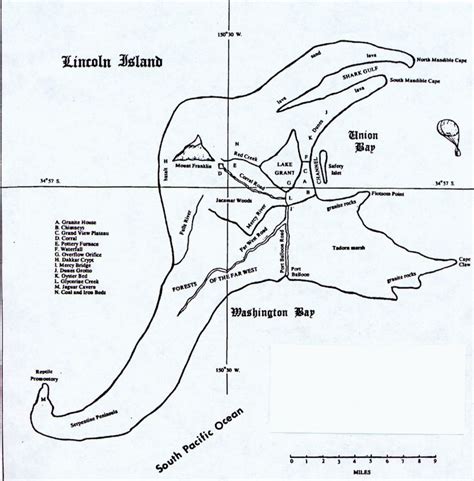 The Mysterious Island Map | Island map, The mysterious island, Map