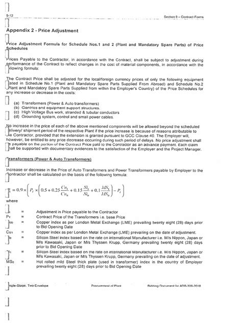 Price Adjustment Formula | PDF