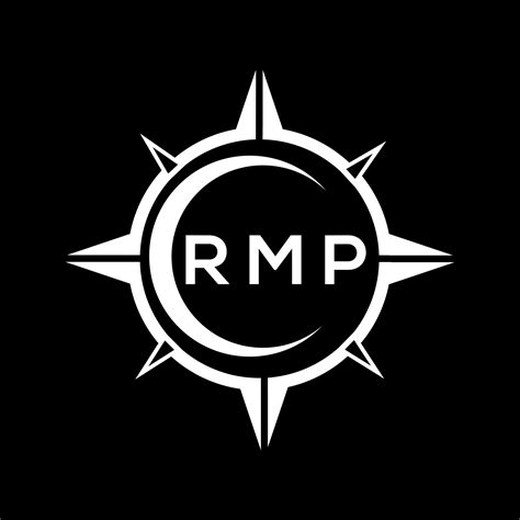 RMP abstract technology circle setting logo design on black background. RMP creative initials ...