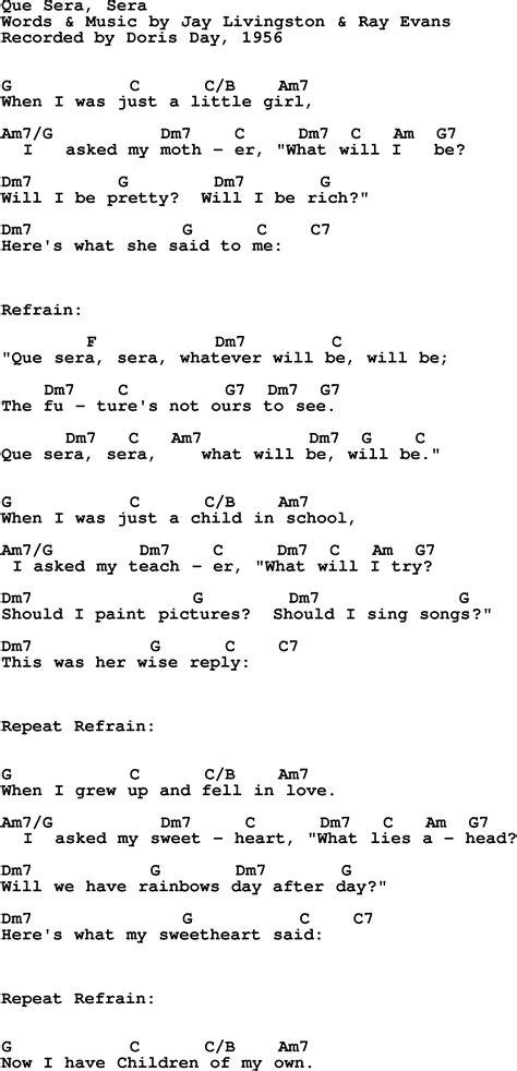 Que Sera Sera Guitar Chords