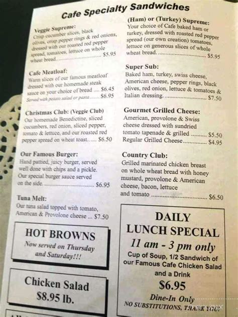 Menu of Cottage Cafe in Middletown, KY 40243