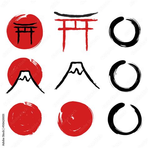 Japanese calligraphy symbols Stock Vector | Adobe Stock