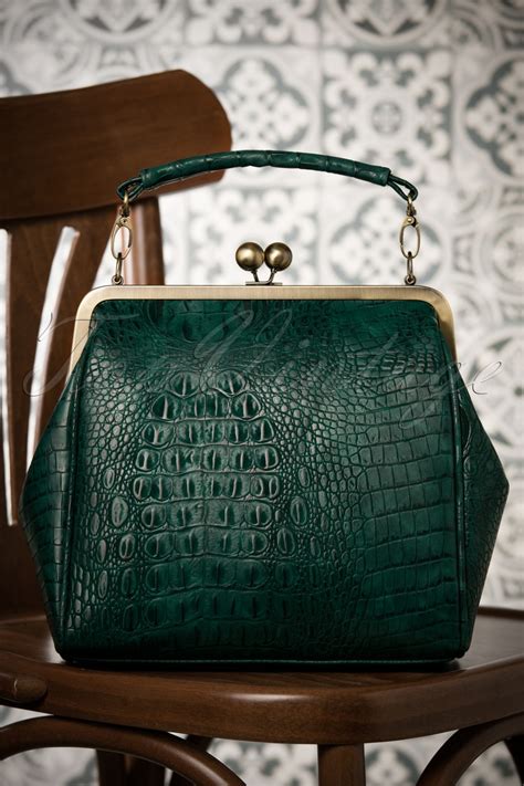 Topvintage Boutique Collection Mindy Crocodile Tears Handbag Années 50 en Vert | Acheter chez ...