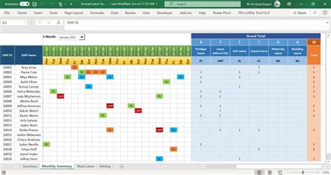 Annual Leave Tracker with Daily/Monthly View in Excel - PK: An Excel Expert