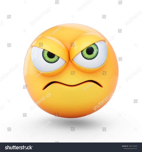 3d Rendering Grumpy Emoji Isolated On Stock Illustration 1083145859 ...