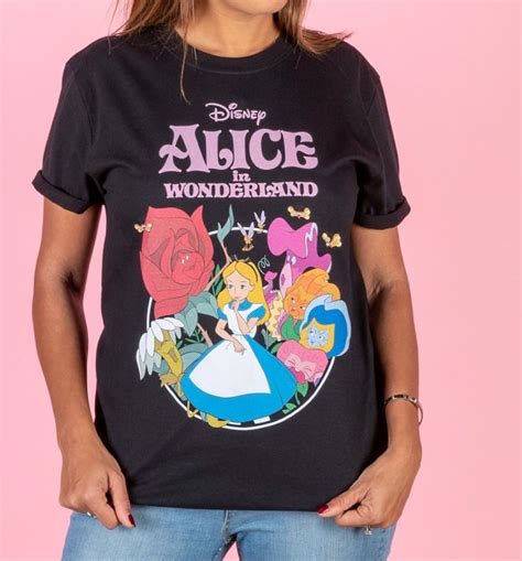 Women's Disney Alice In Wonderland Black Boyfriend T-Shirt