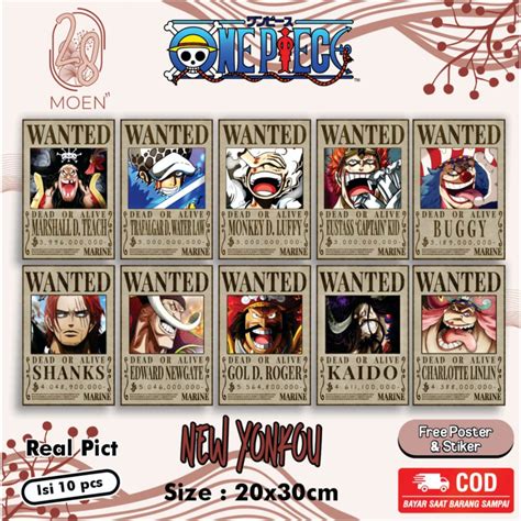 POSTER ONE PIECE - POSTER DINDING BOUNTY NEW YONKOU - TRAFALGAR D. WATER LAW & EUSTAS CAPTAIN ...