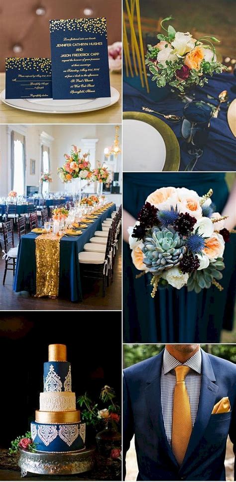 40+ Gorgeous Navy Blue Wedding Party Decoration Ideas | Peach wedding colors, Wedding color ...