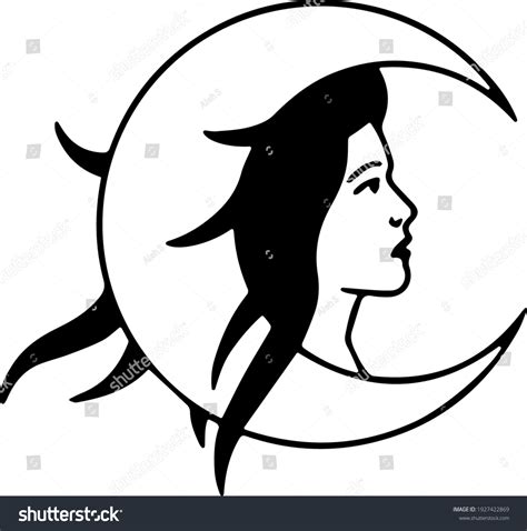 Girl Moon Tattoo Vector Graphics Stock Vector (Royalty Free) 1927422869 | Shutterstock