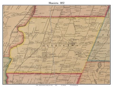 Henrietta, New York 1852 Old Town Map Custom Print - Monroe Co. - OLD MAPS