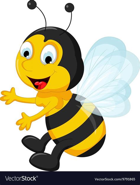 Happy Bee cartoon flying Royalty Free Vector Image | Honey bee cartoon ...