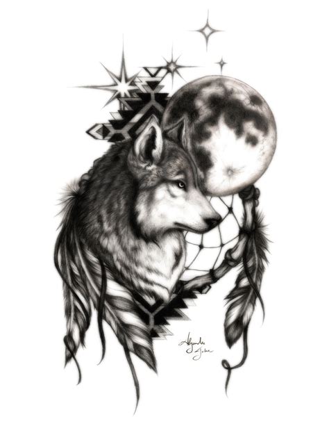 Wolf With Dream Catcher Digital Print By Alejandro Jake | absolutearts.com