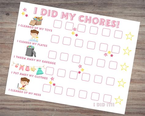 Toddler Chore Chart Printable Reward Sticker Chart Young | Etsy