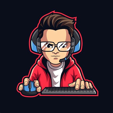 gamer streamer mascota logo vector ilustración 13336791 Vector en Vecteezy