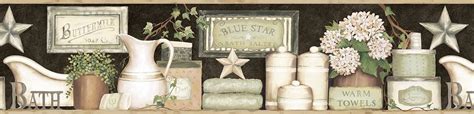 Chesapeake CTR63102B Martha Black Country Bath Wallpaper Border - - Amazon.com Country Theme ...