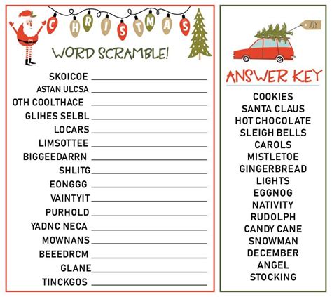 Christmas Word Scramble and Answers | Christmas words, Christmas word scramble, Holiday words