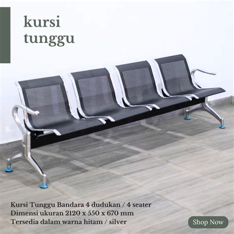 Jual kursi tunggu 4 dudukan / bangku tunggu / Kursi tunggu kantor 3 seat / Kursi loby / Kursi ...