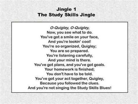 Jingle 1 - The Study Skills Jingle - 1st thru 8th Grade - YouTube