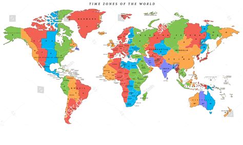 Free Large World Time Zone Map Printable [PDF]