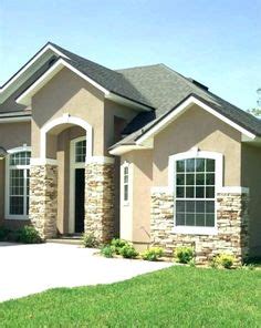 Image result for cream stucco with dark gray trim | DIY- Whitewash brick exterior | Dark trim ...