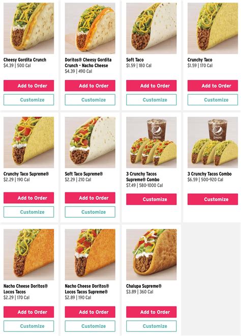 Printable Taco Bell Menu With Prices - prntbl.concejomunicipaldechinu.gov.co