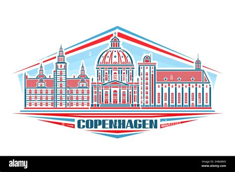 Vector illustration of Copenhagen, horizontal logo with linear design ...