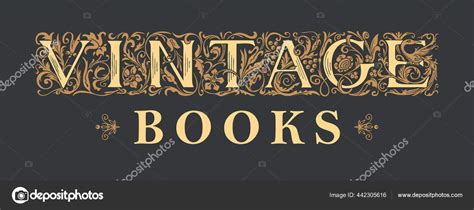 Vector Banner Logo Books Shop Ornate Lettering Black Background Vintage ...