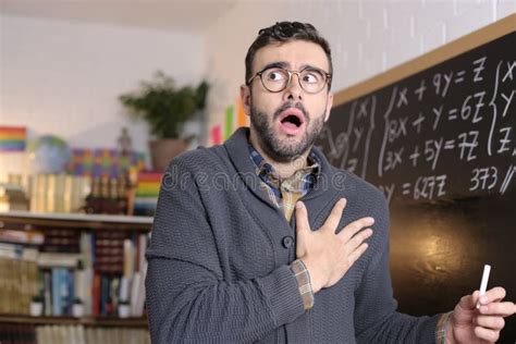 Shocked Looking Teacher in Classroom Stock Image - Image of academic ...