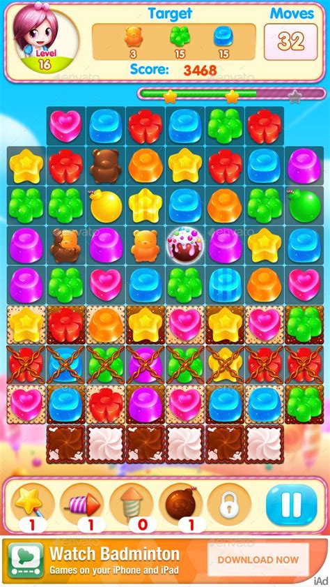 Match 3 Game Assets - Candy Style #AD #Game, #affiliate, #Match, #Assets, #Style | Game assets ...