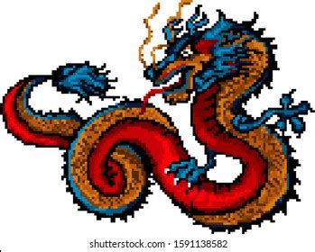 Chinese Red Dragon Pixel Art 스톡 벡터(로열티 프리) 1591138582 | Shutterstock