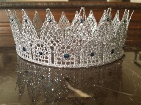 Silver lace glittery king/queen crown with swarovski crystals