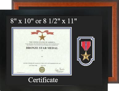 Bronze Star Certificate Frame - Horizontal