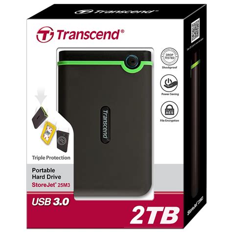 Transcend 25M3 USB 3.0 Encryption External Hard Drive 2TB HDD Hard Disk Drive 2T Portable ...