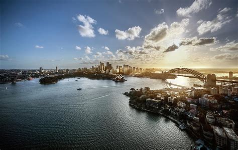 Aeriall View Of Sydney Harbour At Sunset Photograph by Howard Kingsnorth