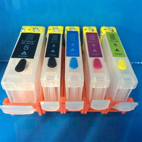 5 REFILLABLE EMPTY INK CARTRIDGES FOR CANON PGI-5BK CLI8 BK/C/M/Y ...