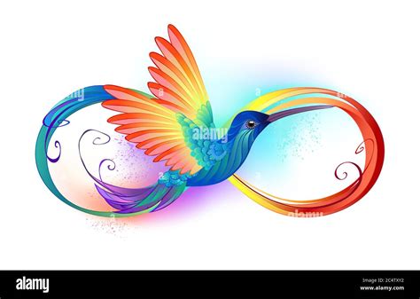 Beautiful infinity tattoo with rainbow hummingbird. Rainbow bird Stock Vector Image & Art - Alamy