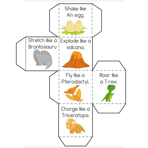 Dinosaur Theme Brain Break Gross Motor Cube for Kids – lifeovercs